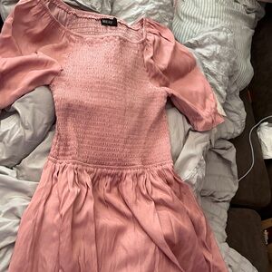 Mikarose Blush Pink Knit Smocked Top